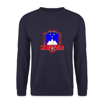 Slovenija Slowenien Balkan Flagge Ljubljana - Unisex Pullover - Navy - Vorne - Alina (178cm) & Michal (187cm)