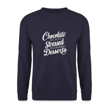 Chocolate Dessert Stress Saying Funny Dessert - Unisex Sweatshirt - navy - Front - Alina (178cm) & Michal (187cm)