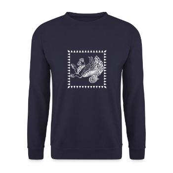 Faravahar Persien Simurgh Mythologie Philosoph - Unisex Pullover - Navy - Vorne - Alina (178cm) & Michal (187cm)