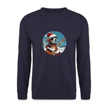 Jack Russel Terrier Hund Weihnachten Gitarre - Unisex Pullover - Navy - Vorne - Alina (178cm) & Michal (187cm)