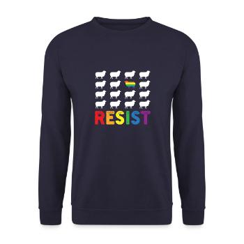 Niedliche Regenbogen Schafe für Stolz Monat und Sp - Unisex Pullover - Navy - Vorne - Alina (178cm) & Michal (187cm)