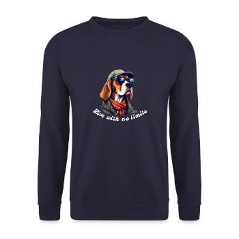 Live with no limits - Hipster beagle - Unisex Sweatshirt - navy - Front - Alina (178cm) & Michal (187cm)