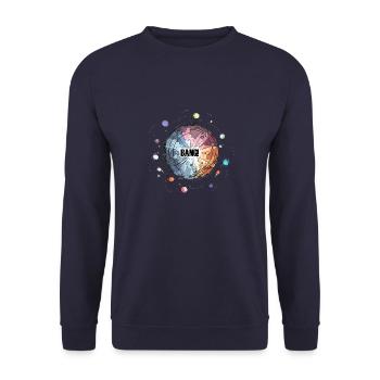Colorful Big Bang with Planets - Bang! - Unisex Sweatshirt - navy - Front - Alina (178cm) & Michal (187cm)