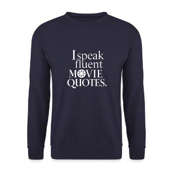 Cinema Lover Silhouette Saying - Unisex Sweatshirt - navy - Front - Alina (178cm) & Michal (187cm)