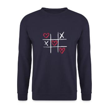 Original Liebes Motiv Partnerlook Pärchen - Unisex Pullover - Navy - Vorne - Alina (178cm) & Michal (187cm)
