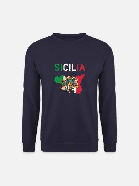 Sizilien Mittelmeer Urlaub Italien Trinacria - Unisex Pullover - Navy