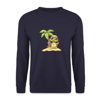 Turtle, Island, Summer, Palm - Unisex Sweatshirt - navy - Front - Alina (178cm) & Michal (187cm)
