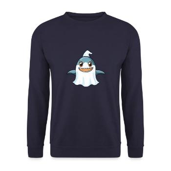 Hai Halloween Lustig Geist - Unisex Pullover - Navy - Vorne - Alina (178cm) & Michal (187cm)