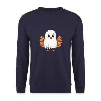 Truthahn Halloween Lustig Geist - Unisex Pullover - Navy - Vorne - Alina (178cm) & Michal (187cm)