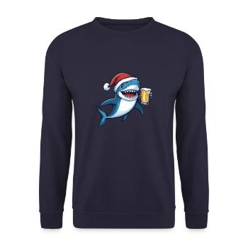 Shark Christmas Beer Funny - Unisex Sweatshirt - navy - Front - Alina (178cm) & Michal (187cm)