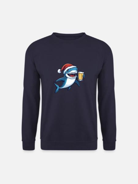 Shark Christmas Beer Funny - Unisex Sweatshirt - navy