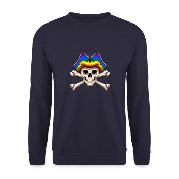 LGBTQ Jolly Rogers Schwuler Pirat - Unisex Pullover - Navy - Vorne - Alina (178cm) & Michal (187cm)