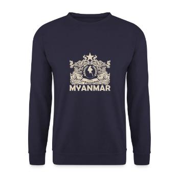 Burma Asien Myanmar Flagge Bamar Urlaub - Unisex Pullover - Navy - Vorne - Alina (178cm) & Michal (187cm)