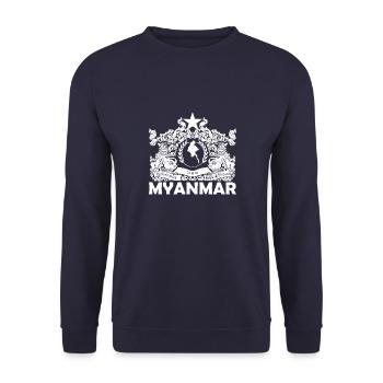Burma Asien Myanmar Flagge Bamar Urlaub - Unisex Pullover - Navy - Vorne - Alina (178cm) & Michal (187cm)