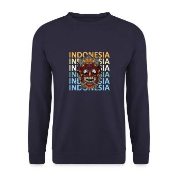Barong Kultur Maske Indonesien Rangda Volk - Unisex Pullover - Navy - Vorne - Alina (178cm) & Michal (187cm)