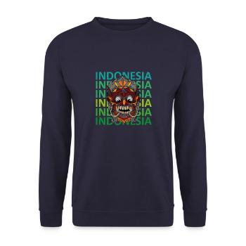 Barong Kultur Maske Indonesien Rangda Volk - Unisex Pullover - Navy - Vorne - Alina (178cm) & Michal (187cm)