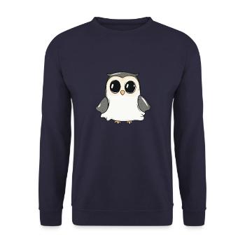 Eule Halloween Lustig Geist - Unisex Pullover - Navy - Vorne - Alina (178cm) & Michal (187cm)