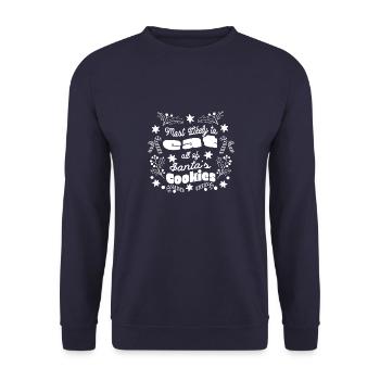 Le plus susceptible de manger tous les biscuits du Père Noël - Drôle - Sweat-shirt Unisexe - marine - Devant - Alina (178cm) & Michal (187cm)