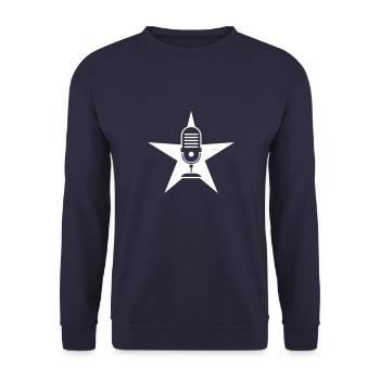 Mikrofon Symbol Podcast - Unisex Pullover - Navy - Vorne - Alina (178cm) & Michal (187cm)