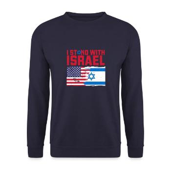 Israel USA America Origin Flag Jerusalem - Unisex Sweatshirt - navy - Front - Alina (178cm) & Michal (187cm)