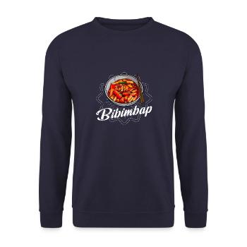 Korean Cuisine Bibimbap Kimchi Asian Bowl - Unisex Sweatshirt - navy - Front - Alina (178cm) & Michal (187cm)