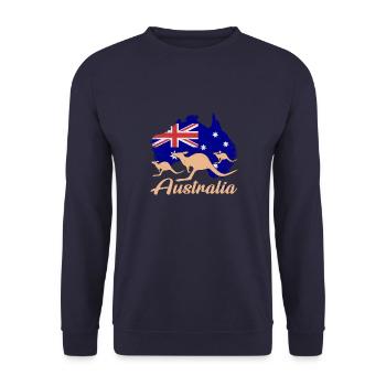Australien Abstammung Känguru Australisch - Unisex Pullover - Navy - Vorne - Alina (178cm) & Michal (187cm)