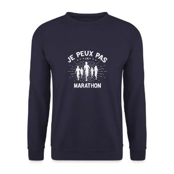 Je Peux Pas J ai Marathon - Sweat-shirt Unisexe - marine - Devant - Alina (178cm) & Michal (187cm)