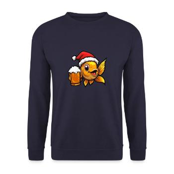 Goldfische Weihnachten Bier Lustig - Unisex Pullover - Navy - Vorne - Alina (178cm) & Michal (187cm)