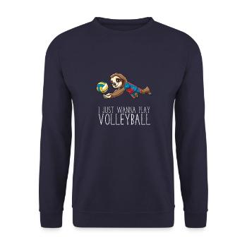 Volleyball-Faultier - Ich will nur Volleyball - Unisex Pullover - Navy - Vorne - Alina (178cm) & Michal (187cm)