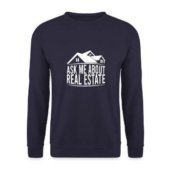 Posez-moi des questions sur le mode de vie d’Immobilienmakle - Sweat-shirt Unisexe - marine - Devant - Alina (178cm) & Michal (187cm)