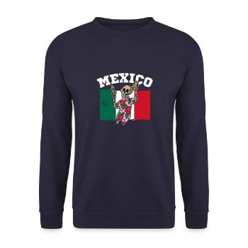 Tequila Skeleton Sommer Urlaub Mexiko Taco - Unisex Pullover - Navy - Vorne - Alina (178cm) & Michal (187cm)