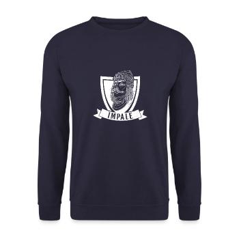 Rumänien Balkan Vlad Tepes Vampir Geschenk - Unisex Pullover - Navy - Vorne - Alina (178cm) & Michal (187cm)