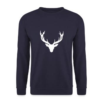 Hirschkopf – Für Jäger & Naturfreunde - Unisex Pullover - Navy - Vorne - Alina (178cm) & Michal (187cm)