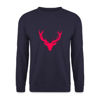Hirschkopf – Für Jäger & Naturfreunde - Unisex Pullover - Navy - Vorne - Alina (178cm) & Michal (187cm)