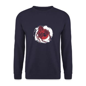 Japan Mythologie Jorogumo Spinne Frau Kultur - Unisex Pullover - Navy - Vorne - Alina (178cm) & Michal (187cm)