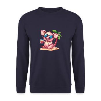Palmier d’été de l’île aux cochons - Sweat-shirt Unisexe - marine - Devant - Alina (178cm) & Michal (187cm)