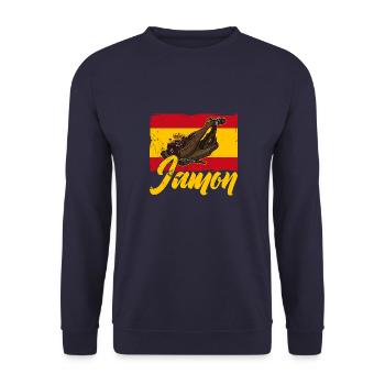 Jamon Spanien Vorspeise Schinken Schweinefleisch - Unisex Pullover - Navy - Vorne - Alina (178cm) & Michal (187cm)