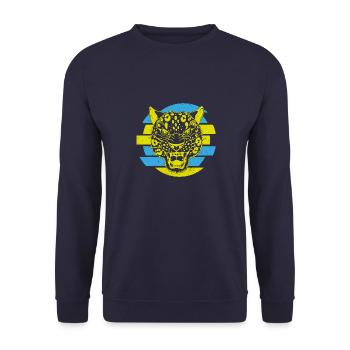 Kasachstan Herkunft Schneeleopard National - Unisex Pullover - Navy - Vorne - Alina (178cm) & Michal (187cm)