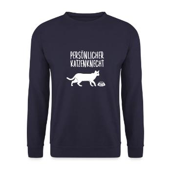 Katzen Shirt Geschenk für Katzenhalter Motiv - Unisex Pullover - Navy - Vorne - Alina (178cm) & Michal (187cm)