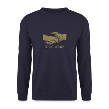 Hund und Herrchen, Beste Freunde Silhouette - Unisex Pullover - Navy - Vorne - Alina (178cm) & Michal (187cm)