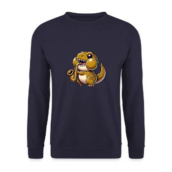 Dino T-Rex Saxophone Saxophonist Musician Jazz - Unisex Sweatshirt - navy - Front - Alina (178cm) & Michal (187cm)