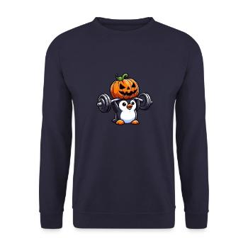 Pingouin d’Halloween Workout Amateur de fitness - Sweat-shirt Unisexe - marine - Devant - Alina (178cm) & Michal (187cm)