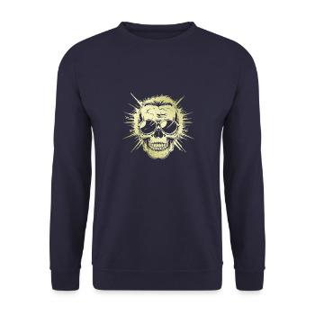 Punker Totenkopf Party Gold - Unisex Pullover - Navy - Vorne - Alina (178cm) & Michal (187cm)