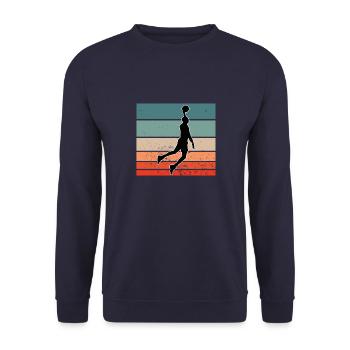 Vintage Basketball Sport Motiv Retro Basketball - Unisex Pullover - Navy - Vorne - Alina (178cm) & Michal (187cm)