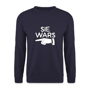 Sie Wars lustiges Partnerlook Motiv für Männer - Unisex Pullover - Navy - Vorne - Alina (178cm) & Michal (187cm)