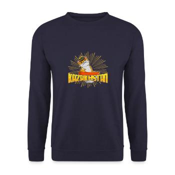 Kasachstan Sowjetrepublik UdSSR Herkunft Adler - Unisex Pullover - Navy - Vorne - Alina (178cm) & Michal (187cm)