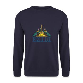 Jesidisch Kurde National Kurmandschi Flagge - Unisex Pullover - Navy - Vorne - Alina (178cm) & Michal (187cm)