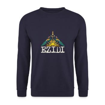 Jesidisch Kurde National Kurmandschi Flagge - Unisex Pullover - Navy - Vorne - Alina (178cm) & Michal (187cm)