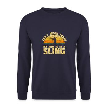 Hunter Quote Life Bow Hunting Can't Work He - Unisex Sweatshirt - navy - Front - Alina (178cm) & Michal (187cm)