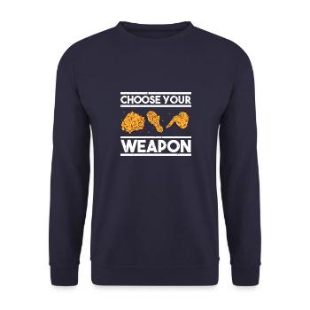 Fast Food Knuspriges Brathähnchen Foodaholic Gesch - Unisex Pullover - Navy - Vorne - Alina (178cm) & Michal (187cm)